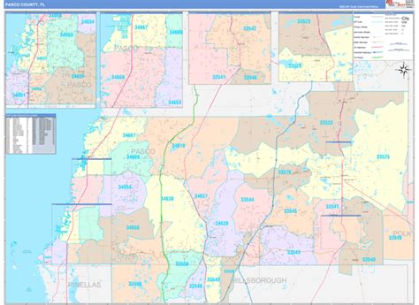 Pasco County, FL Wall Map Color Cast Style by MarketMAPS - MapSales