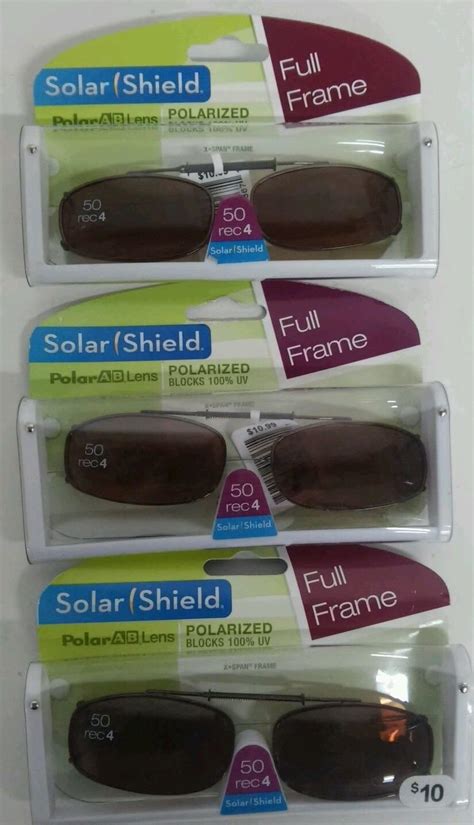 Amazon.com: 3 Solar Shield Clip-on Polarized Sunglasses Size 50 Rec 4 Brown Full Frame New ...