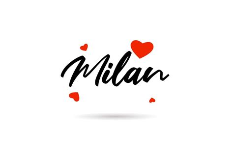 Milan handwritten city typography text with love heart 21215139 Vector ...