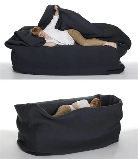 You Can Get A Bean Bag Bed With A Built-In Pillow And Blanket