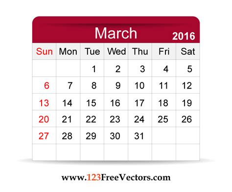 Free Vector 2016 Calendar March by 123freevectors on DeviantArt