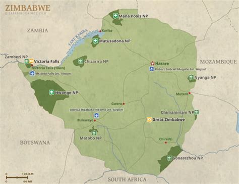 Zimbabwe Map – Detailed Map of Zimbabwe National Parks