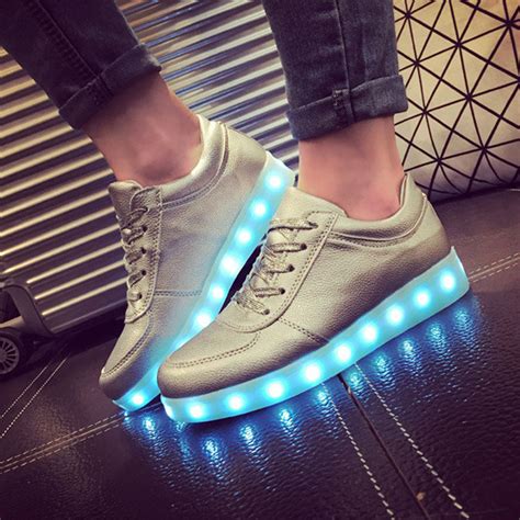 Unisex Cool LED Light Lace Up Luminous Flat Sneaker Shoes