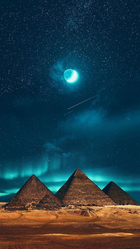 Pyramid, moon, night HD phone wallpaper | Pxfuel