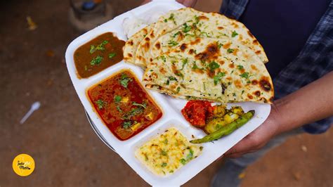 Unlimited Naan Thali With Dal Makhni, Matar Paneer & Raita Rs. 50/- Only l Gwalior Street Food ...