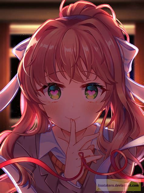 Monika (Doki Doki Literature Club), Doki Doki Literature Club, green eyes, visual novel, HD ...