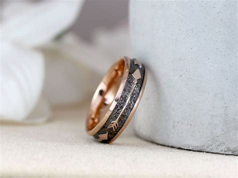 Men's Wedding Ring, Unique wide 6 mm Rose Gold Black Personalized Ring | Benati