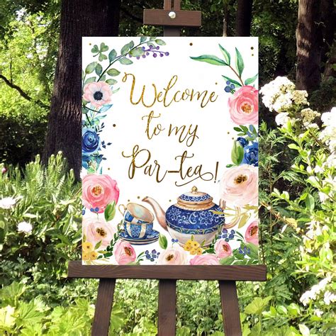 TEA Party Birthday Welcome Sign Poster Tea Party Wall Sign - Etsy