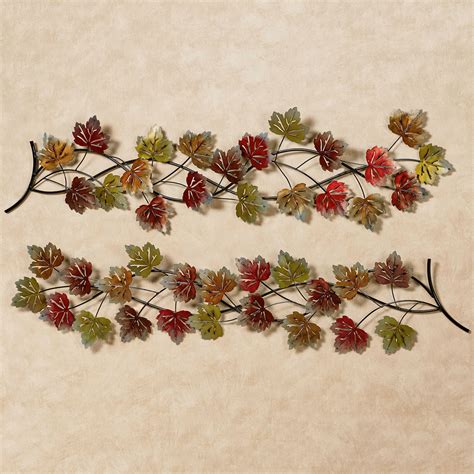 Falling Leaves Autumn Branch Metal Wall Art Set