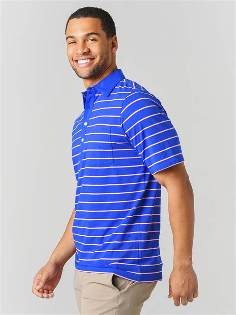 Criquet Men’s Pima Stretch Players Shirt Harvey Stripe Polo - Saint Bernard