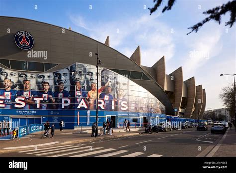 Paris landmark, Paris Saint-Germain F.C stadium exterior Le Parc des ...