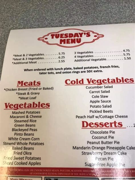 Menu of Parker's Restaurant in Dalton, GA 30721