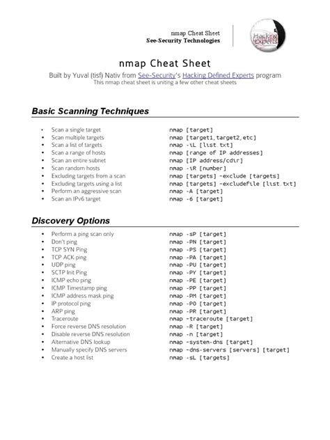 Nmap Cheat Sheet | Domain Name System | Transmission Control Protocol