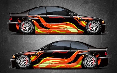 Fire Flame Car Side Wrap Vinyl Sticker Racing Drift Color | Etsy