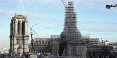 Scaffolding rises over Notre Dame for spire's reconstruction