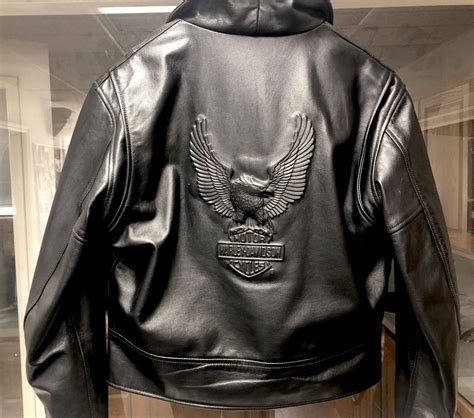 Harley Davidson Embossed Eagle Black Leather Jacket - Maker of Jacket