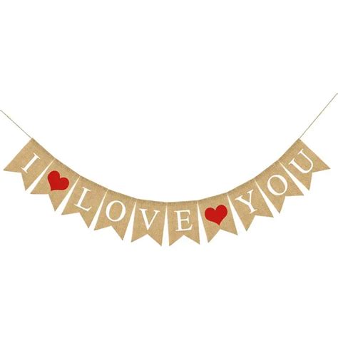 1pc Bunting Banner Linen I Love You Letters Hanging Burgee Party ...