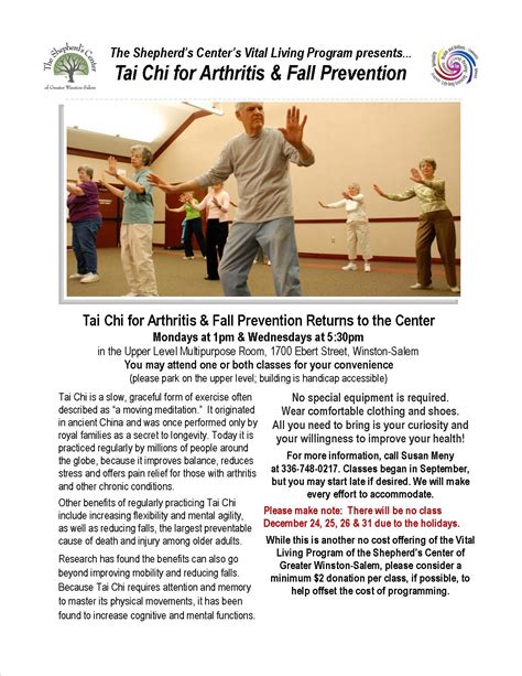 Tai Chi for Arthritis & Fall Prevention - Senior Services Inc.