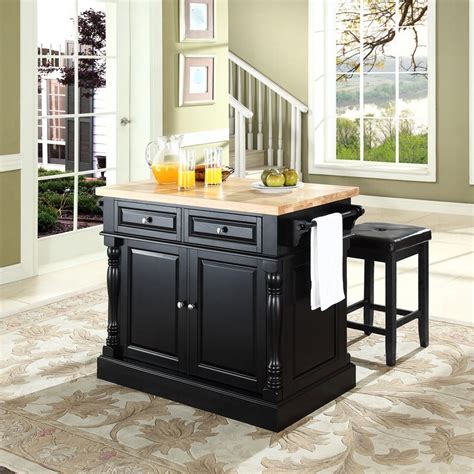 Crosley Furniture Black Craftsman Kitchen Island with 2-Stools at Lowes.com