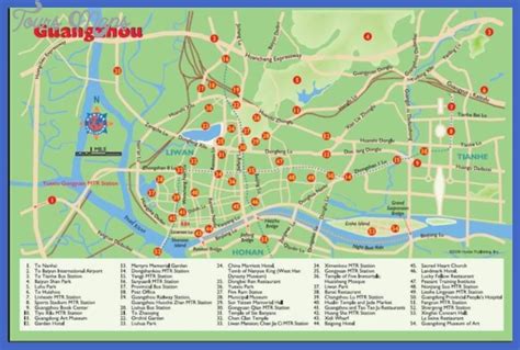 Guangzhou Map Tourist Attractions - ToursMaps.com