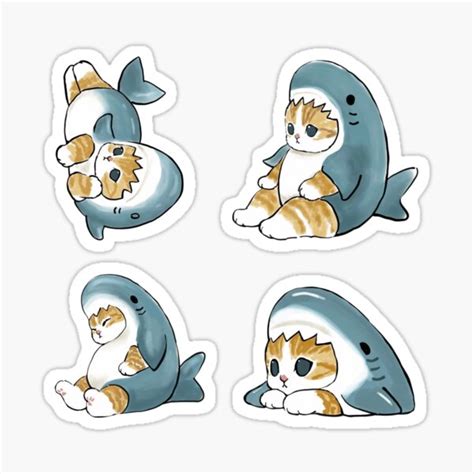 "Cat in shark costume sticker set" Sticker for Sale by maddieblue424 ...