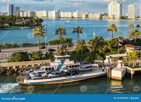 Fisher Island Ferry at MacArthur Causeway in Miami, Florida, USA ...