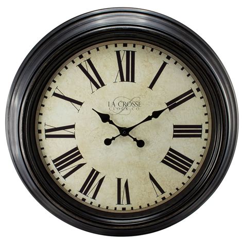 La Crosse Clock 404-2658 23 Inch Round Brown Antique Dial Analog Wall ...