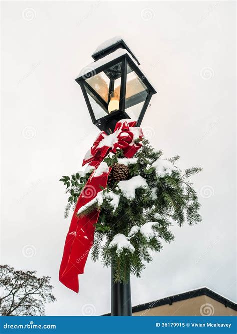 Lamp Post With Christmas Decoration Royalty Free Stock Photo - Image ...