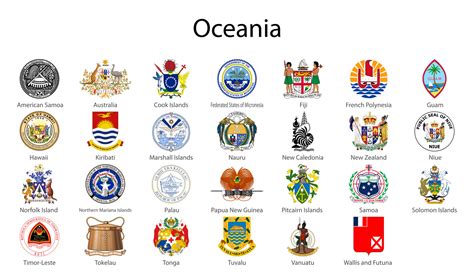 Set Coat of arms of the countries of Oceania 21827561 Vector Art at ...