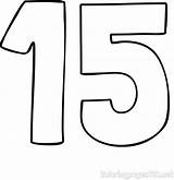 Coloring Page Of number fifteen 15 sketch template