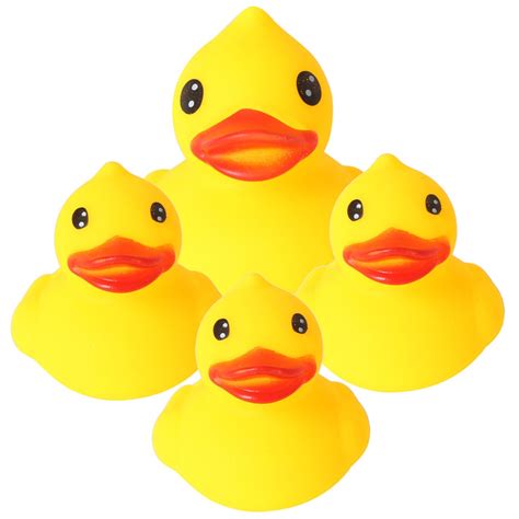 Set of 4 2.8" Yellow Ducks Rubber Bath Toys Set Pure Natural Cute Rubber Ducky for Baby Kinder ...