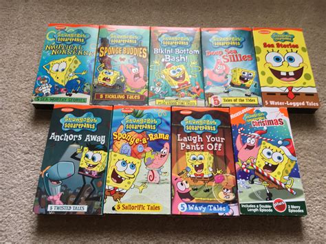 My childhood Spongebob VHS tapes, all from what I like to call the “Golden Age of Spongebob ...