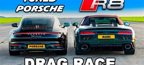 Tuned Porsche vs V10 Audi: DRAG RACE - Turbo and Stance