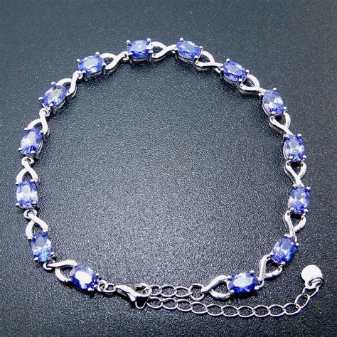 New Arrival Popular Women Bracelet 100% 925 Sterling Silver Bracelet Tanzanite Shinny Color Fine ...