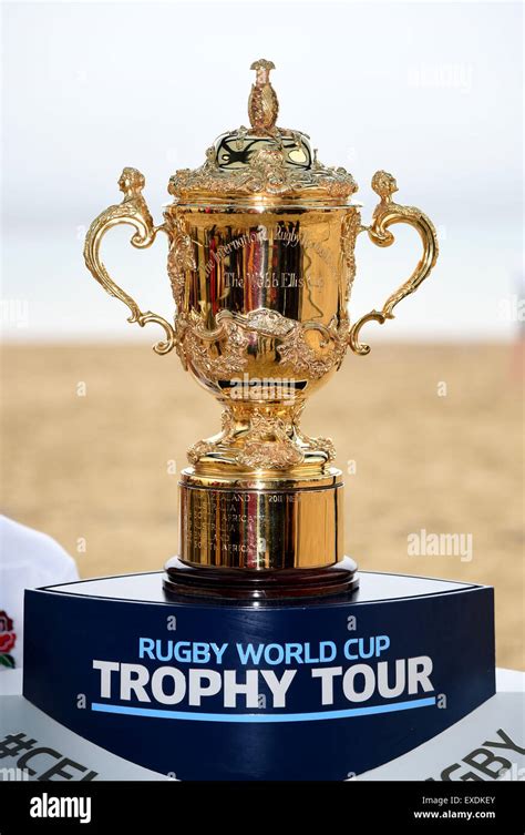 Rugby World Cup trophy. Webb Ellis Rugby World Cup trophy tour. Britain, UK Stock Photo - Alamy