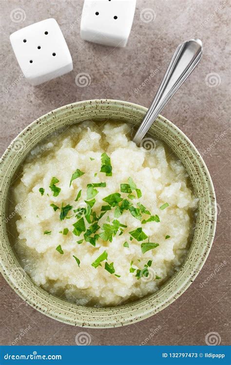 Vegan Cauliflower Puree stock image. Image of sprinkled - 132797473