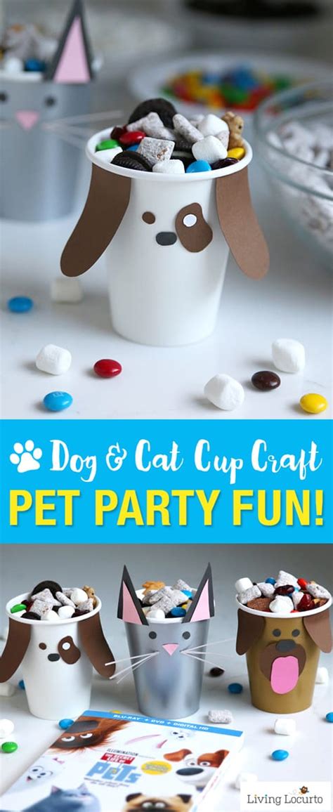 Pet Party Ideas | Dog & Cat Paper Cup Craft | Puppy Chow Bar