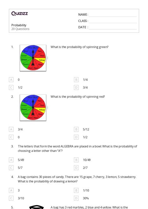 50+ Probability worksheets on Quizizz | Free & Printable