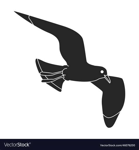 Bird gull iconblack logo isolated Royalty Free Vector Image