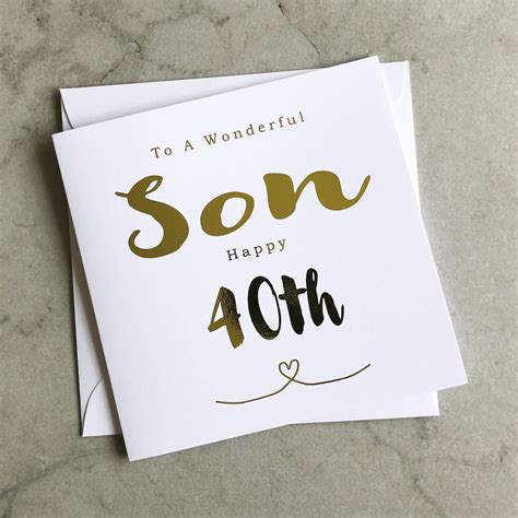 Son 40th Birthday Card 40th Birthday Son Card Birthday | Etsy