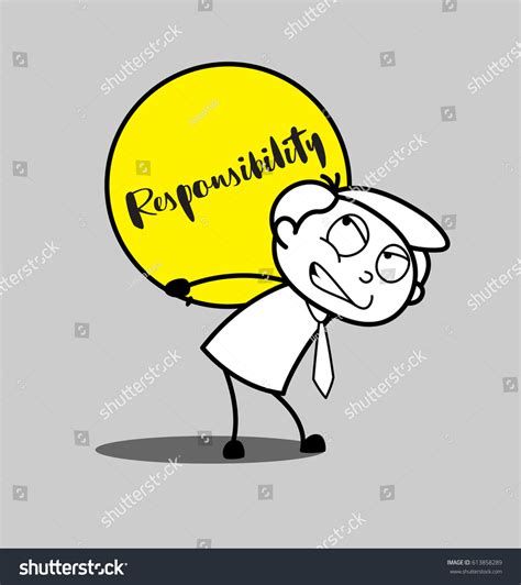 Cartoon Irritated Employee Carrying Burden Responsibility Stock Vector ...