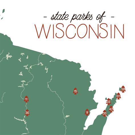 Wisconsin State Parks Illustration Map 12x18 Poster Print | Etsy