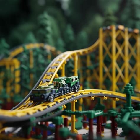 Premium AI Image | A lego train track with a train on it