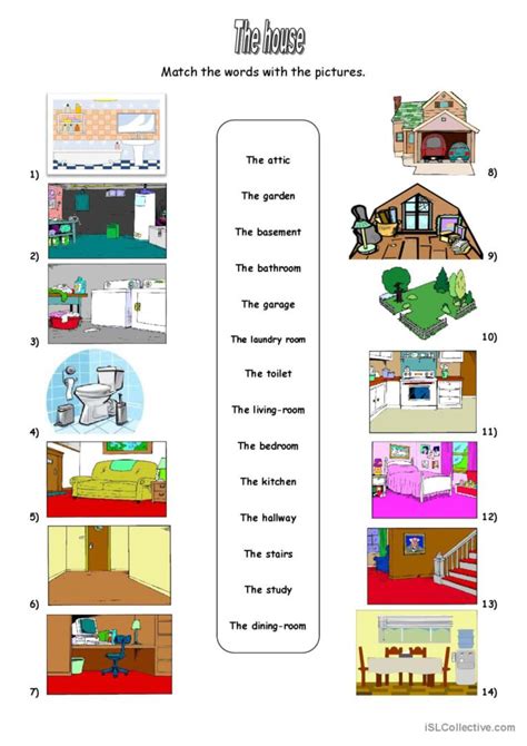 Parts of the house: English ESL worksheets pdf & doc