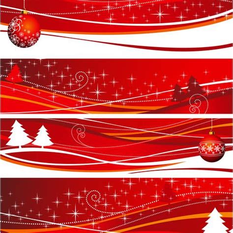 Four christmas banner illustration with red ball and tree. 346734 ...