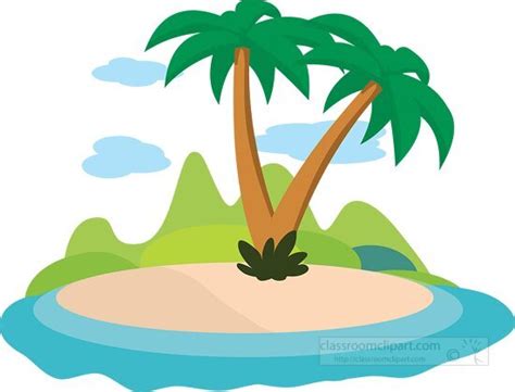 Trees Clipart-two palm tree on small island clipart