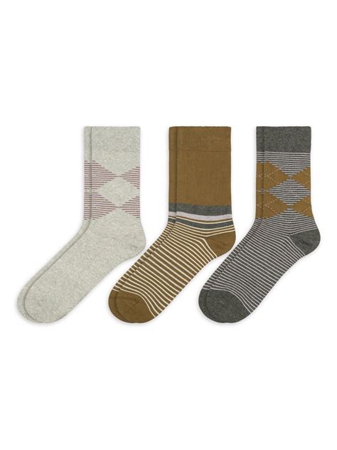 George Men's Combed Cotton Patterned Crew Socks ,3 Pack - Walmart.com