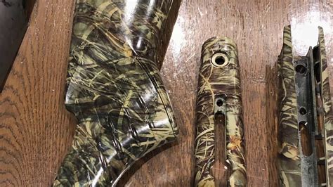 Hydro dipping synthetic gun stock CAMO pattern - YouTube