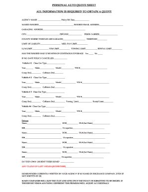 General Liability Quote Sheet - Fill Online, Printable, Fillable, Blank ...