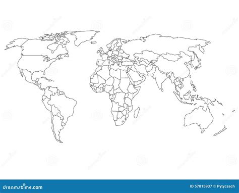 Mapa Del Mundo Con Las Fronteras Del País Ilustración del Vector ...